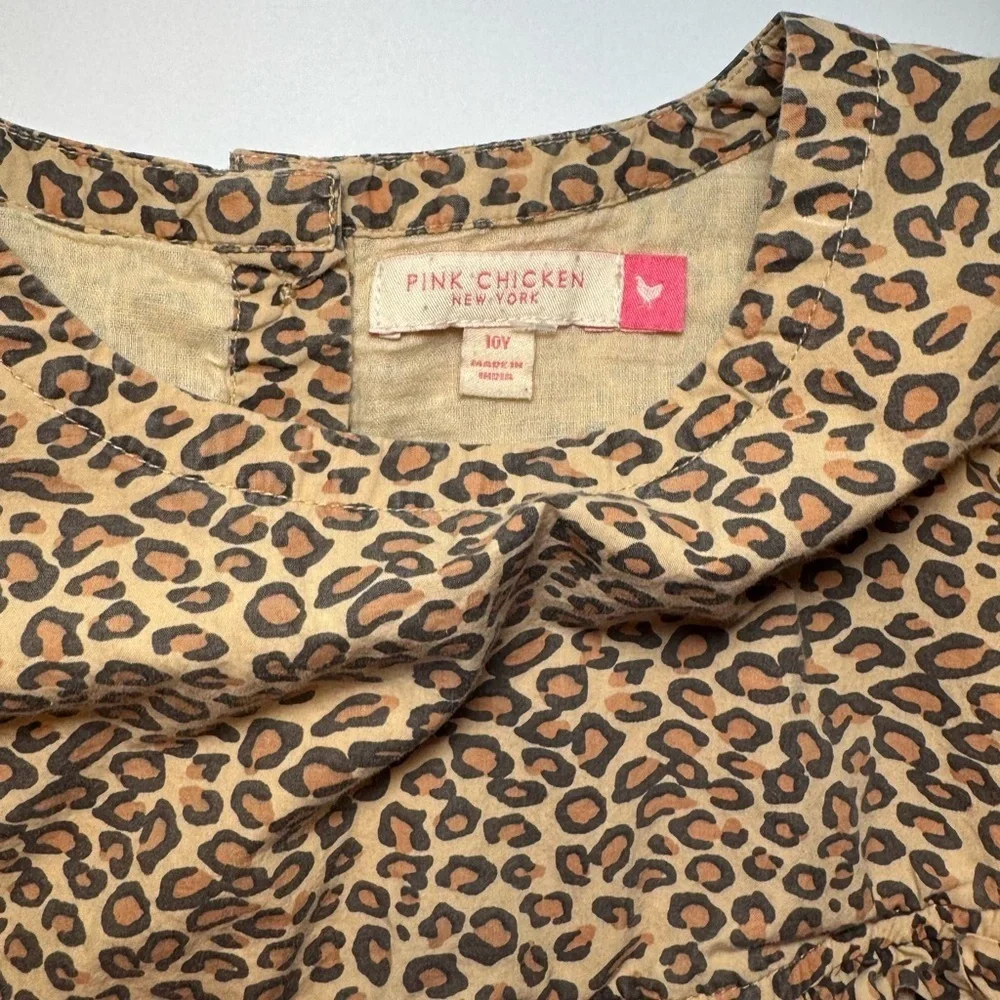 Pink Chicken Cheetah Print Girls Top Size 10Y